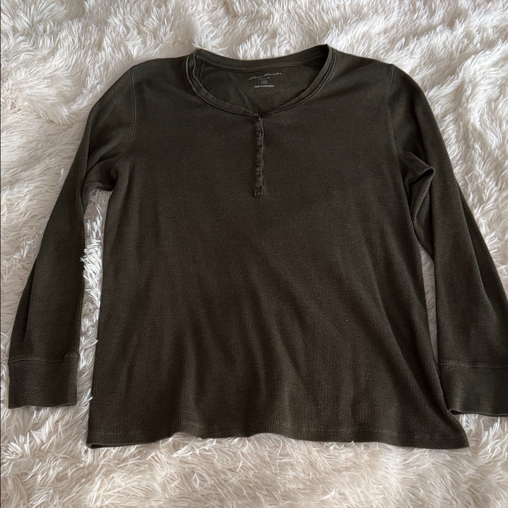 Eddie Bauer Olive Henley Top